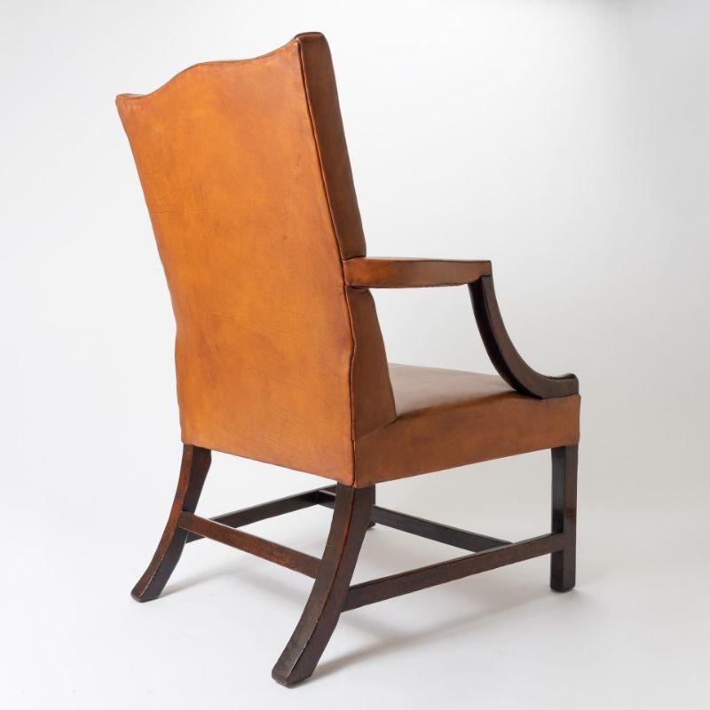 Leather English Georgian Mahogany Upholstered Lolling Chair, 1770 For Sale