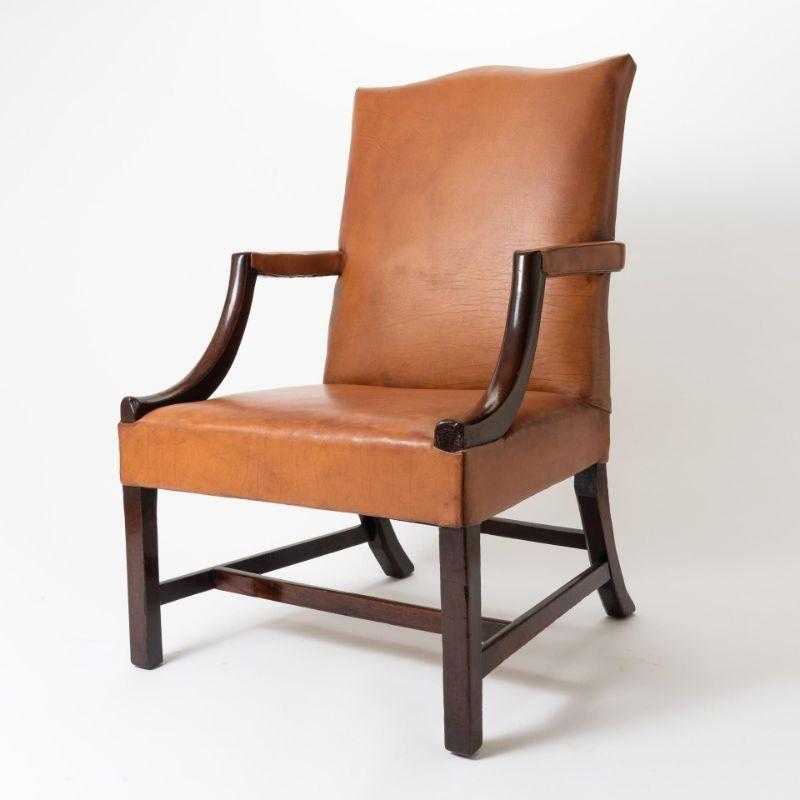 English Georgian Mahogany Upholstered Lolling Chair, 1770 For Sale 3