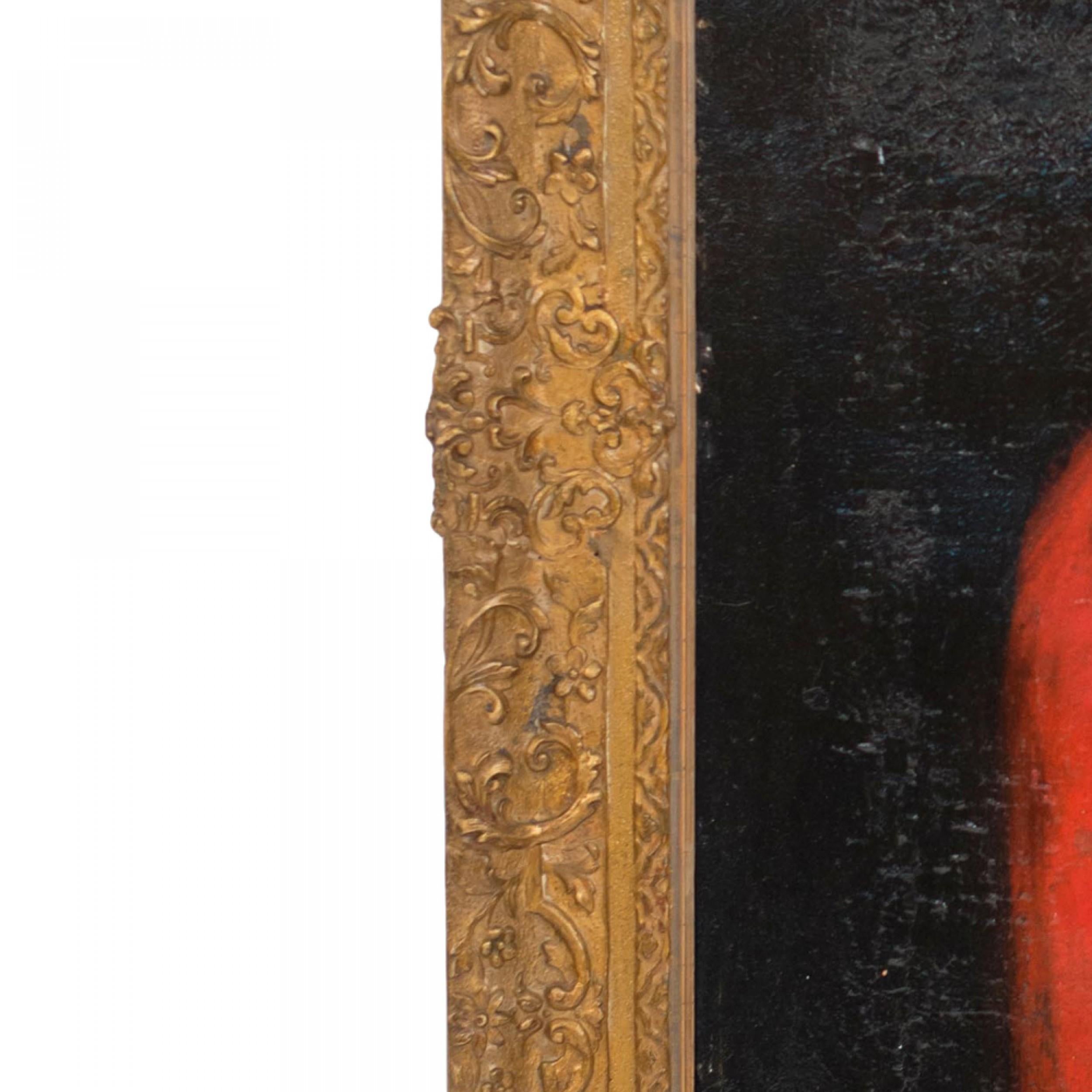 Hand-Painted English Georgian Man in Red Coat Portrait For Sale