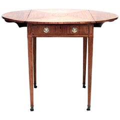 English Georgian Marquetry Satinwood Pembroke Table