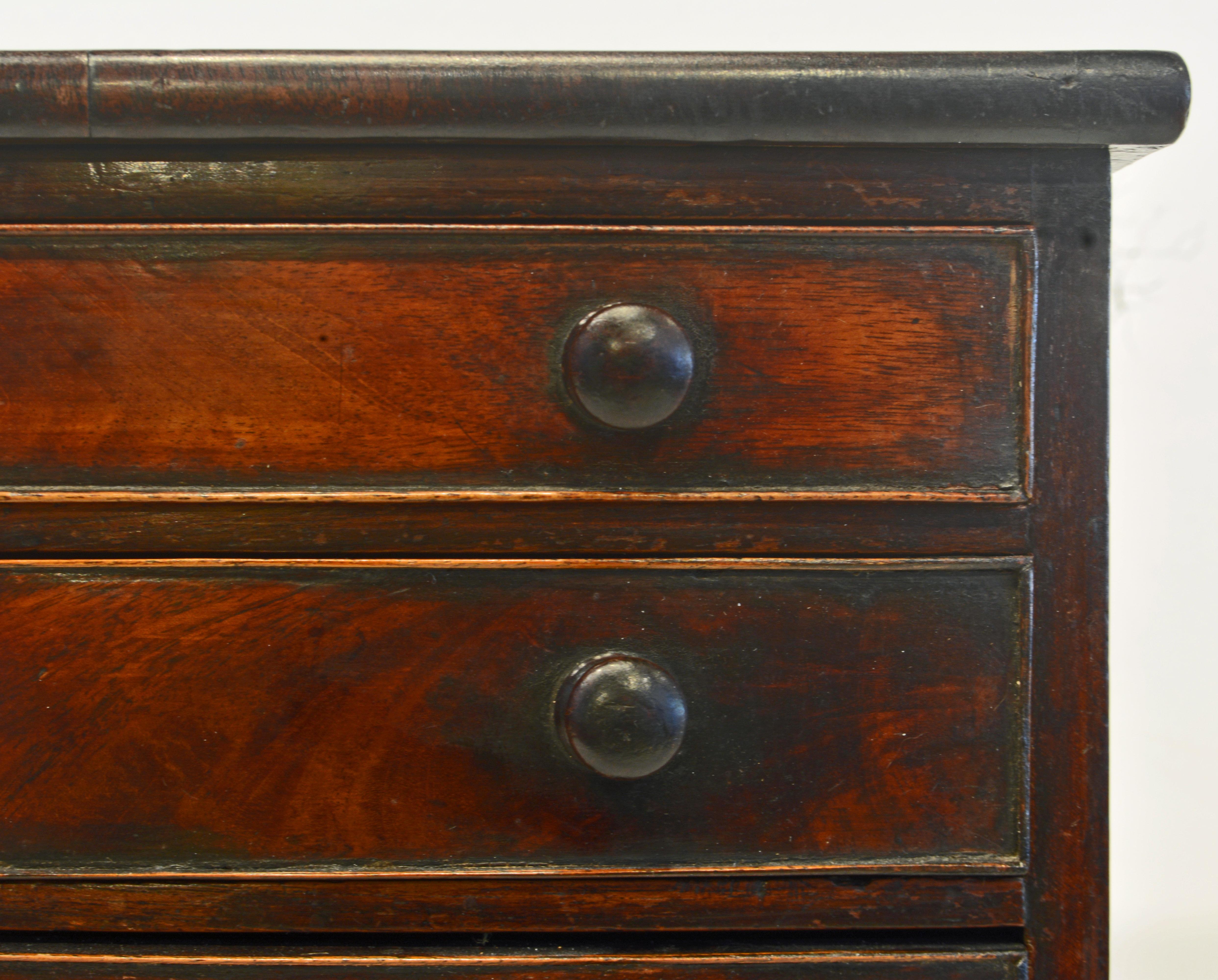 English Georgian Miniature Mahogany Bow Front Chest of Drawers 3