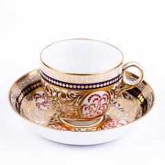 English Georgian Minton Fine Porcelain Teacup & Saucer Early 19th Century
