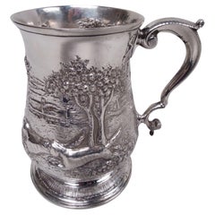 Antique English Georgian Mug with Rural Scene & Palm Beach Golf Club Presentation