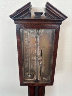 English Georgian Narrow Mahogany Case Wall Barometer