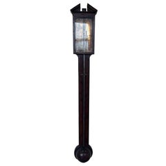English Georgian Narrow Mahogany Case Wall Barometer