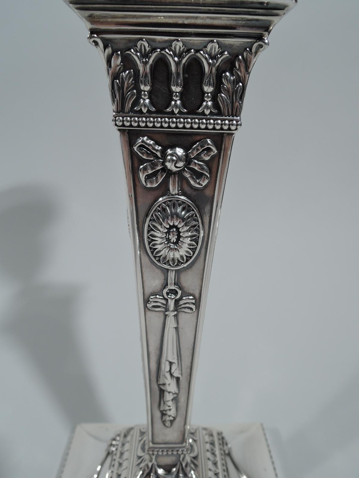 Sterling Silver English Georgian Neoclassical Candlesticks by John Scofield
