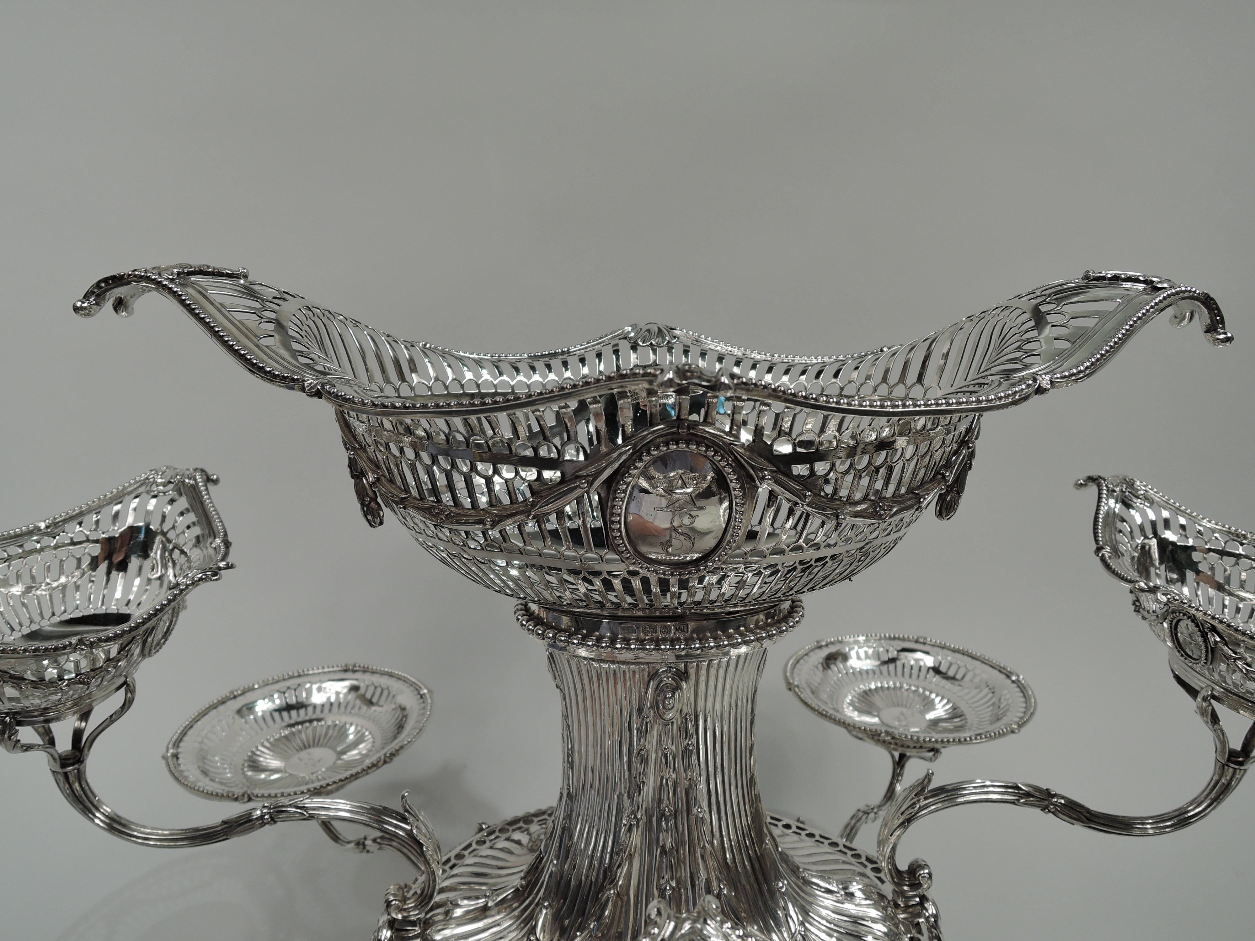 Sterling Silver English Georgian Neoclassical Epergne by Thomas Pitts, 1774 For Sale