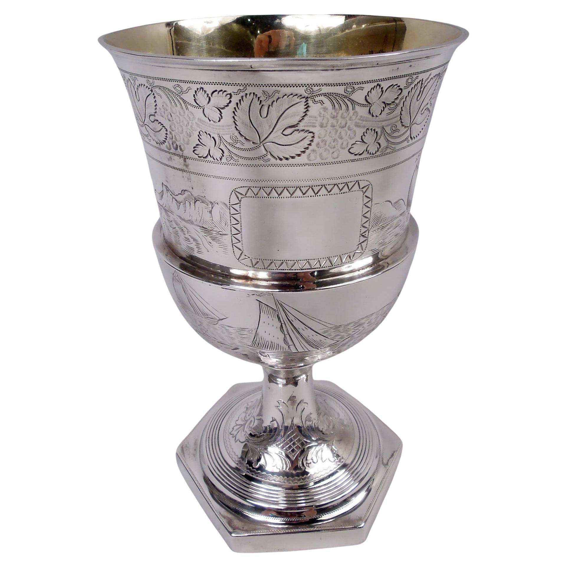 English Georgian Neoclassical Goblet with Nautical Scenes, 1810 For Sale