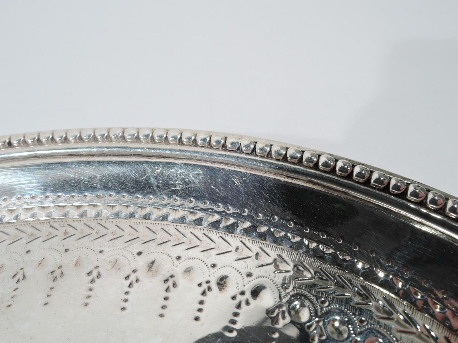 English Georgian Neoclassical Sterling Silver Salver Tray 1