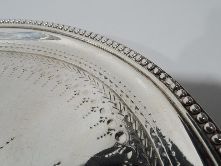 English Georgian Neoclassical Sterling Silver Salver Tray For Sale 1