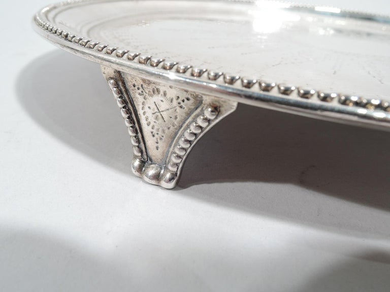 English Georgian Neoclassical Sterling Silver Salver Tray For Sale 2
