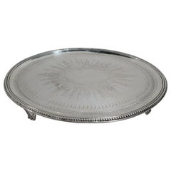 English Georgian Neoclassical Sterling Silver Salver Tray