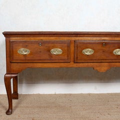 English Georgian Oak Dresser Base Sideboard 19th Century Mahogany George III