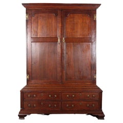 Antique English Georgian Oak Housekeeper's Cupboard Cabinet