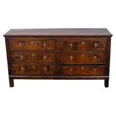 English Georgian Oak Six-Drawer Dresser Base, circa 1800