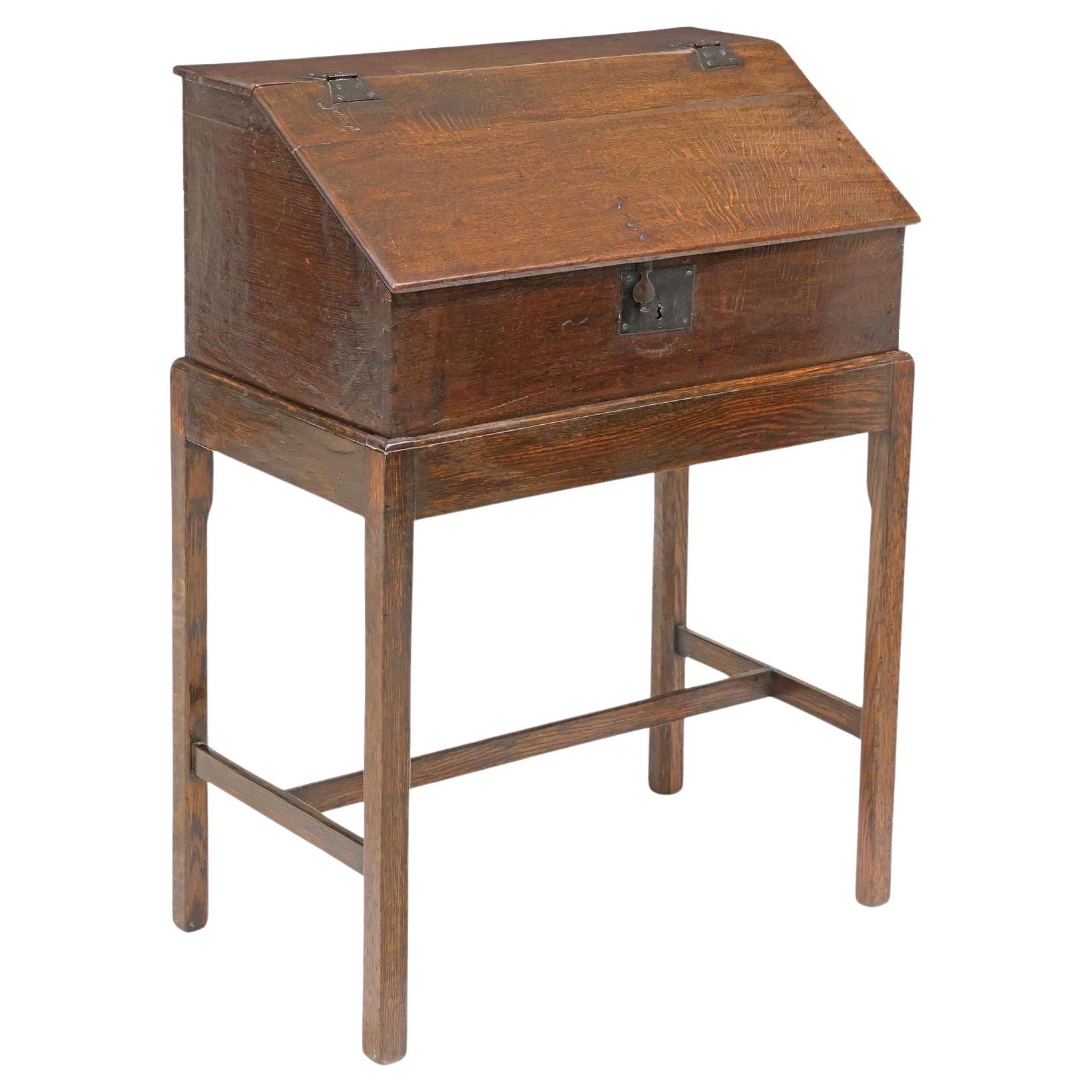 Antique Late 18th Century English Georgian Oak Box on Stand