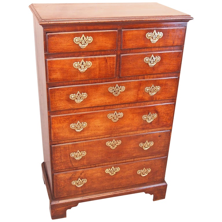 English Georgian Oak Tall Chest Of Drawers For Sale At 1stdibs