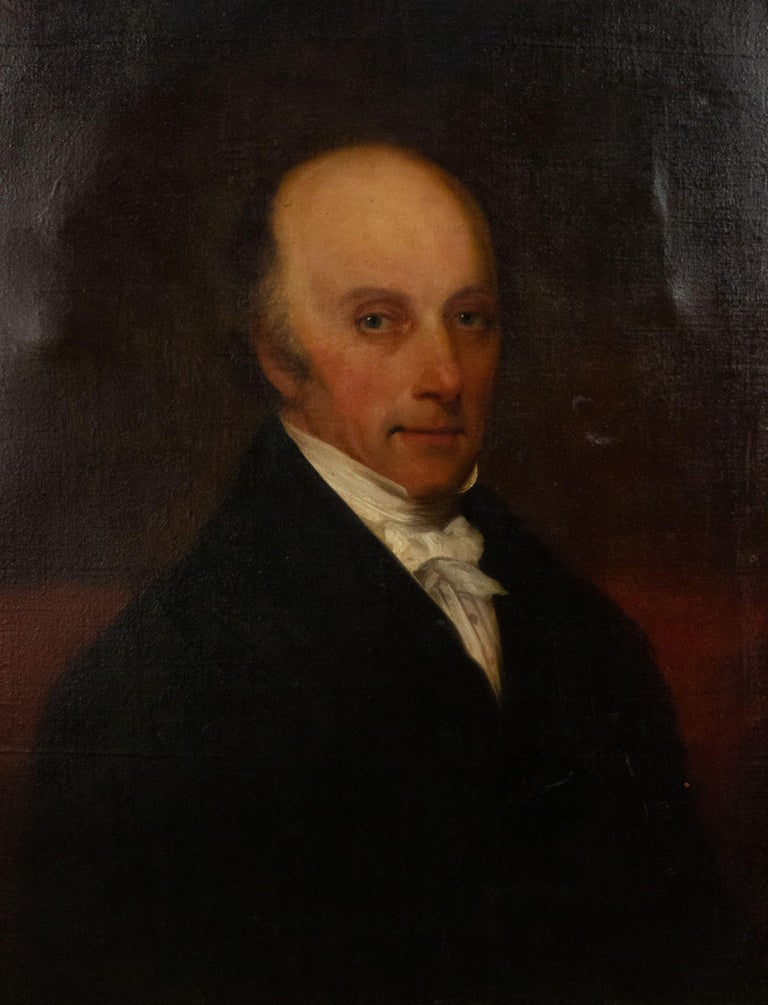 English Georgian Oil Portrait in a Frame For Sale at 1stDibs
