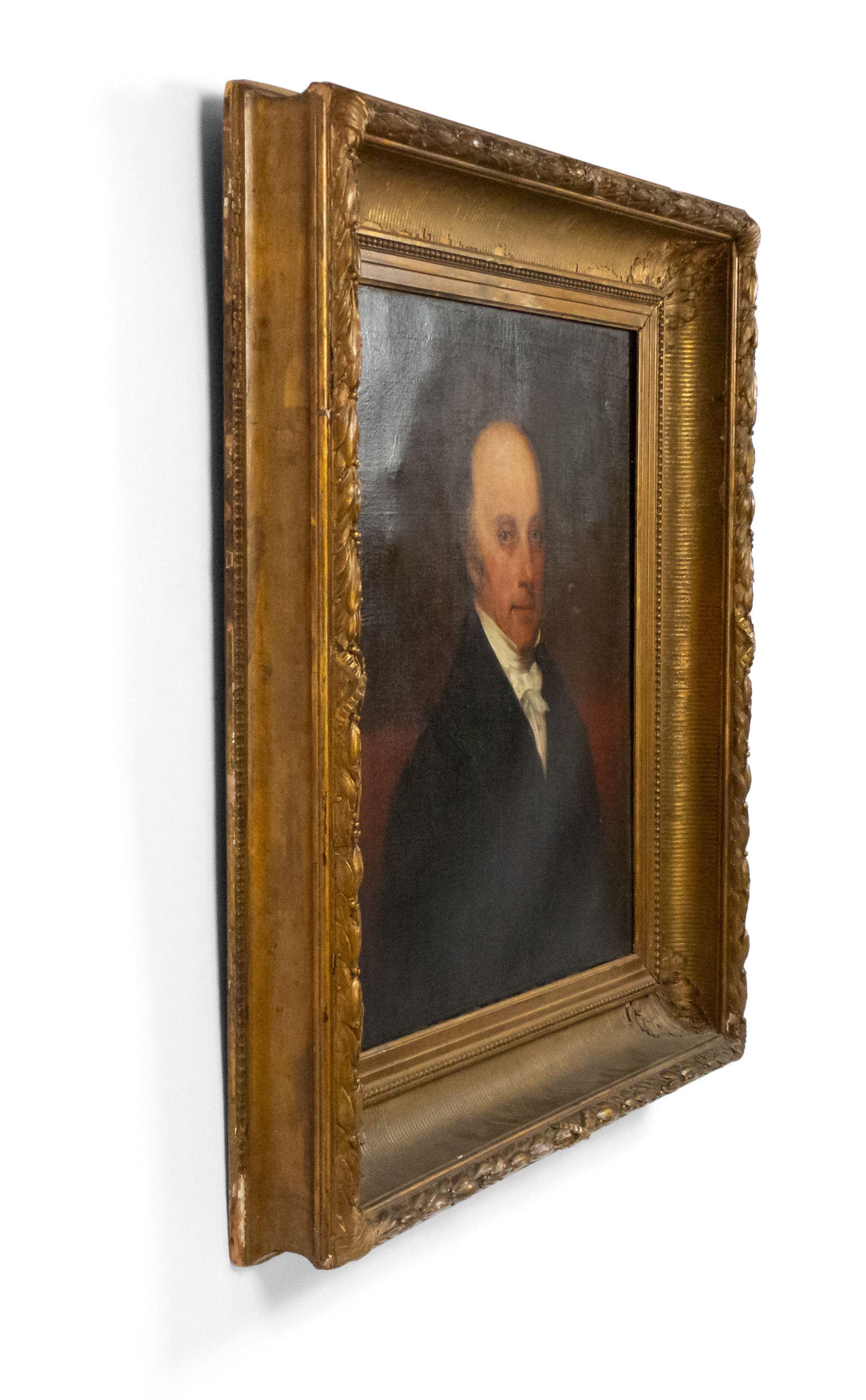 Paint English Georgian Oil Portrait in a Frame For Sale