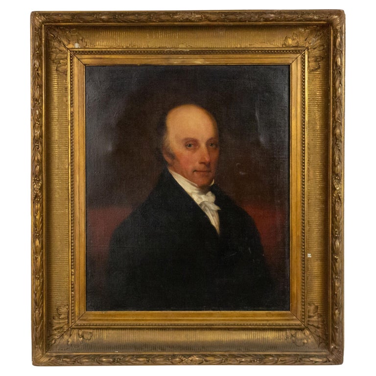 English Georgian Oil Portrait in a Frame For Sale at 1stDibs