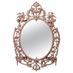 English Georgian Oval Carved Giltwood Filigree Wall Mirror