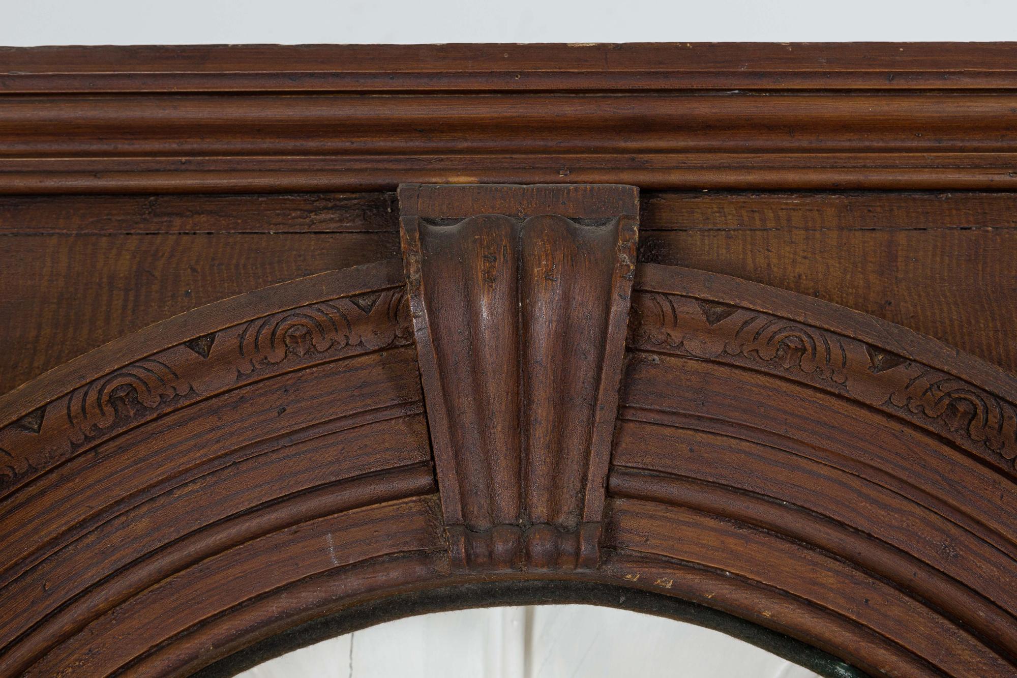 Pine English Georgian Painted Glazed Barrell Back Corner Cupboard