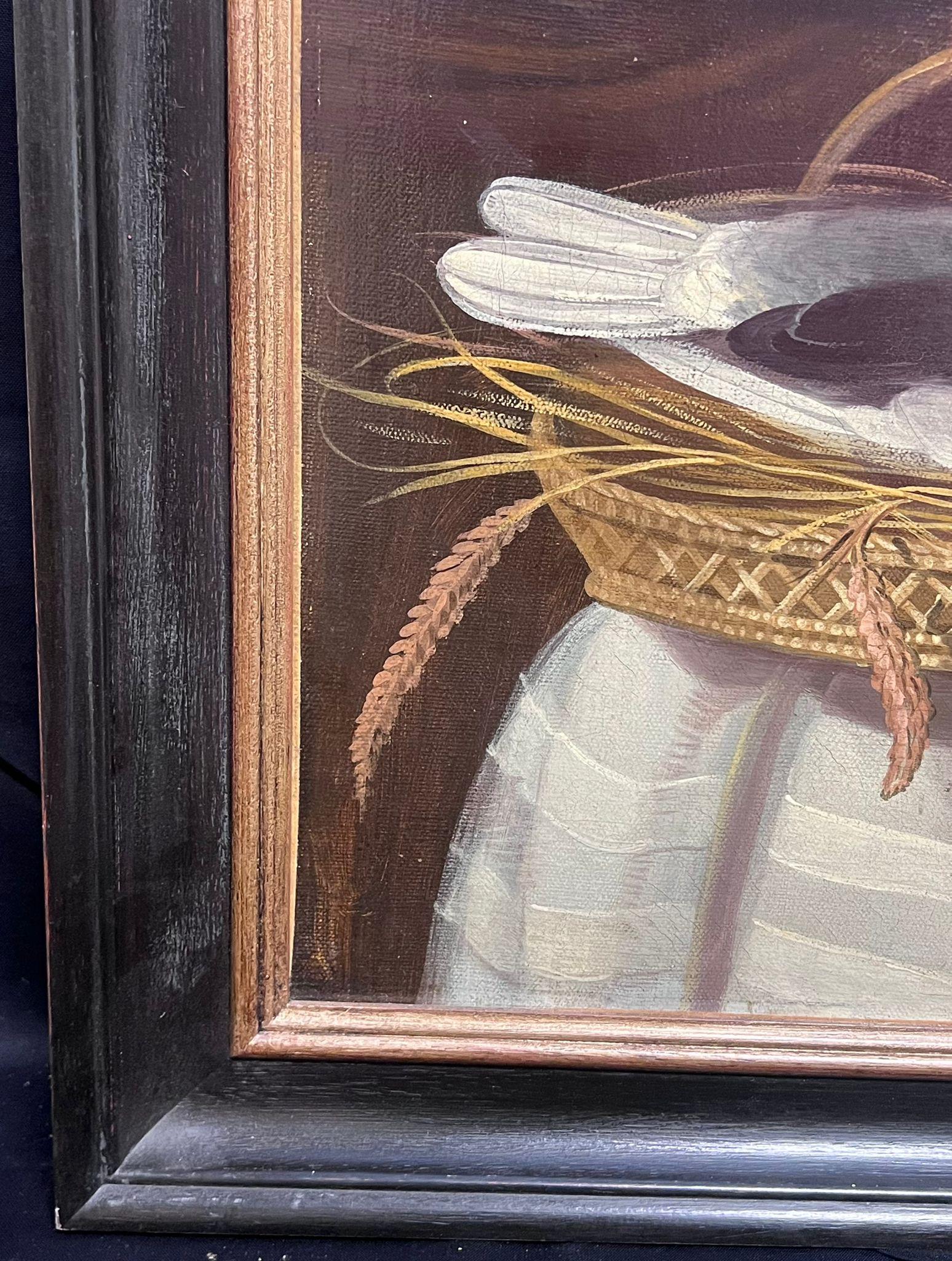 Pintura al óleo georgiana inglesa del siglo XIX Retrato de joven con paloma - Painting Escuela inglesa de English Georgian