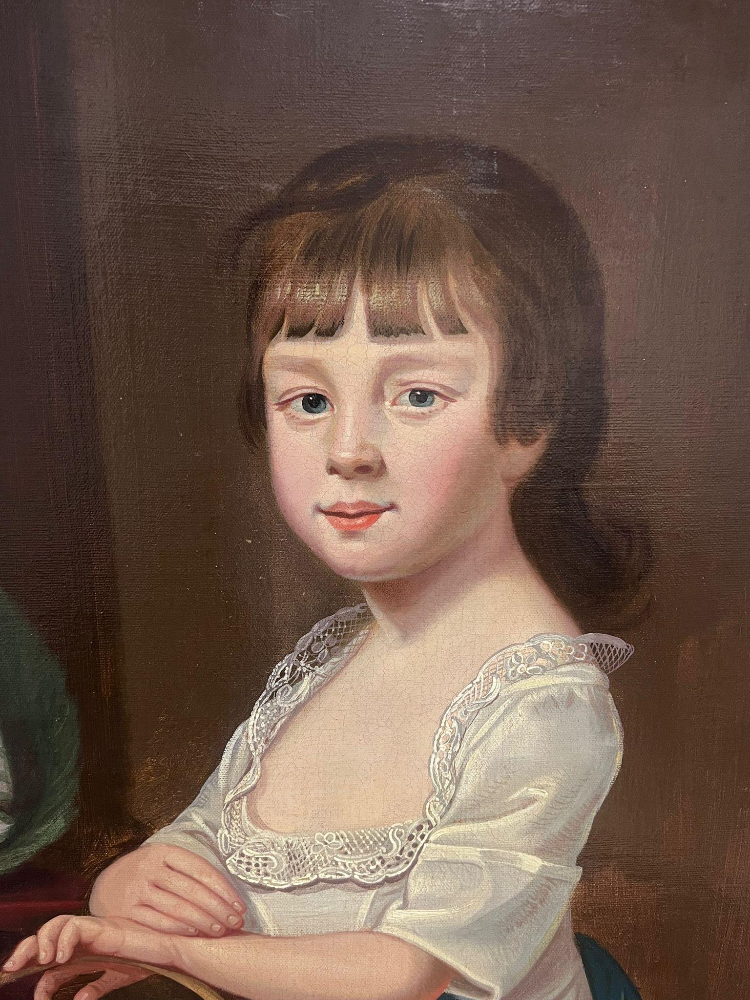 Pintura al óleo georgiana inglesa del siglo XIX Retrato de joven con paloma - Figurative Painting Negro de English Georgian