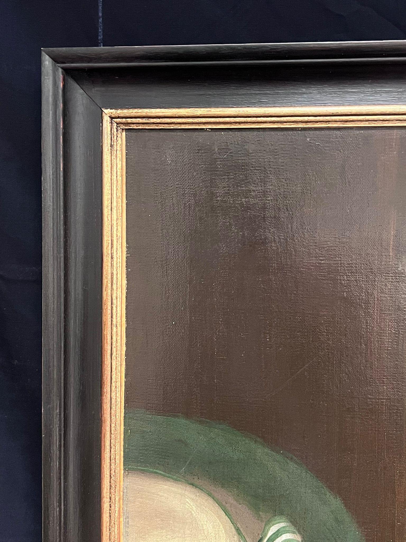 Pintura al óleo georgiana inglesa del siglo XIX Retrato de joven con paloma en venta 2
