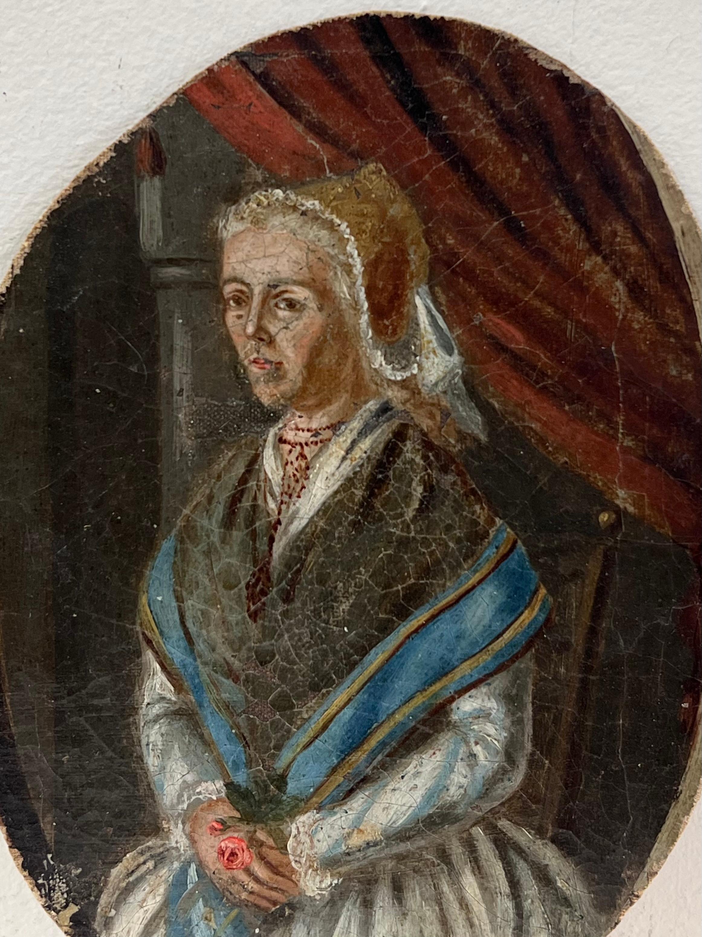 Feine antike Paar 18. Jahrhundert Englisch Porträts von Ehemann & Frau Oval Öle x 2 – Painting von English Georgian