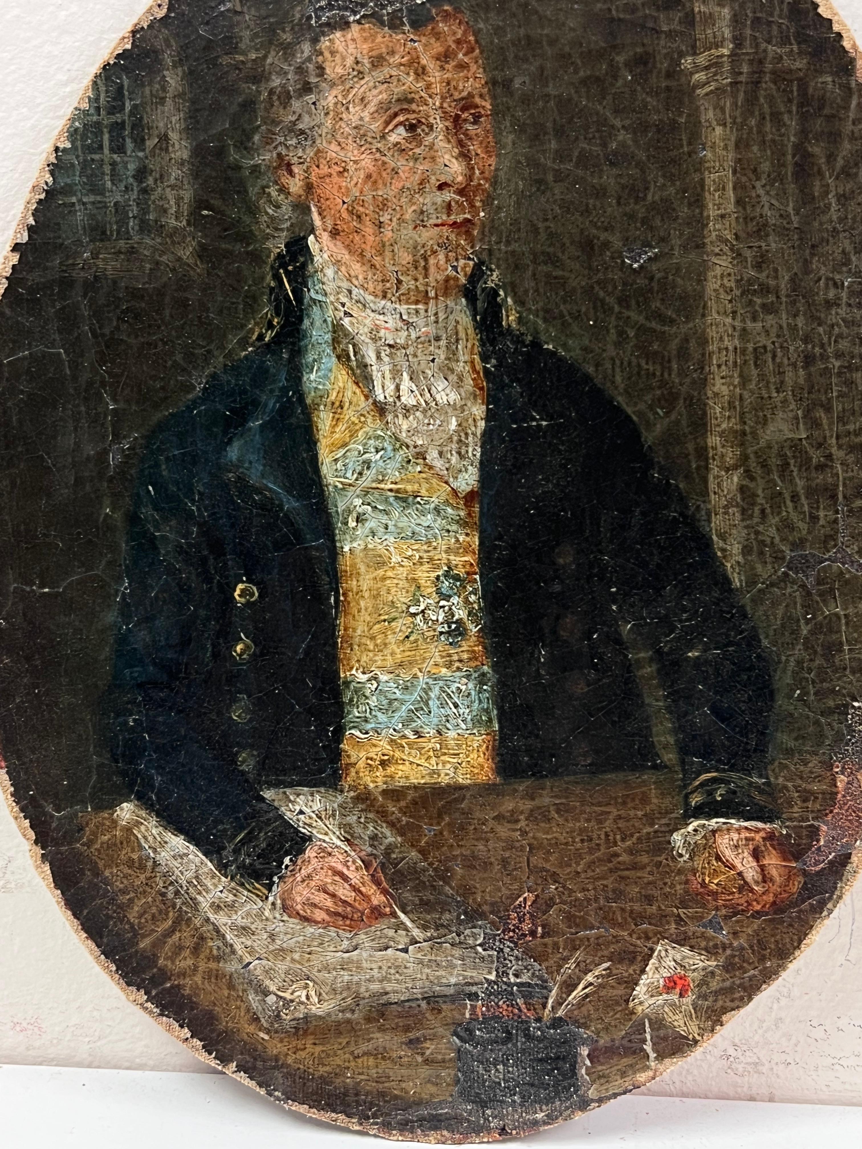 Feine antike Paar 18. Jahrhundert Englisch Porträts von Ehemann & Frau Oval Öle x 2 (Englische Schule), Painting, von English Georgian