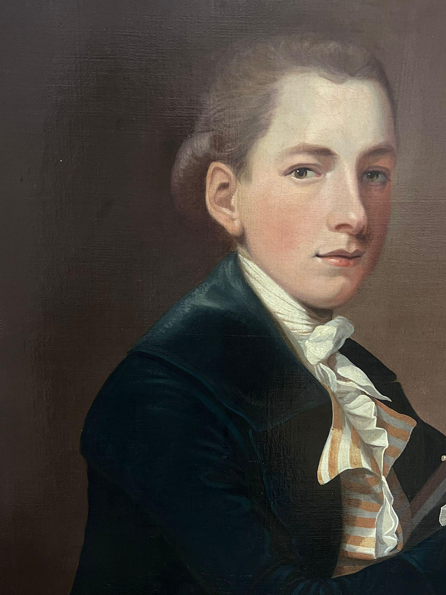 Gran óleo inglés antiguo Retrato de joven caballero artista ante el caballete 2