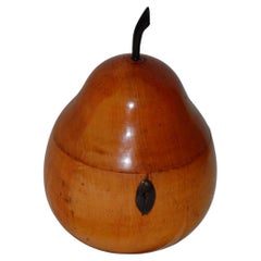 English Georgian Pear Shaped Turned Tea Caddy from Solid Pear Wood