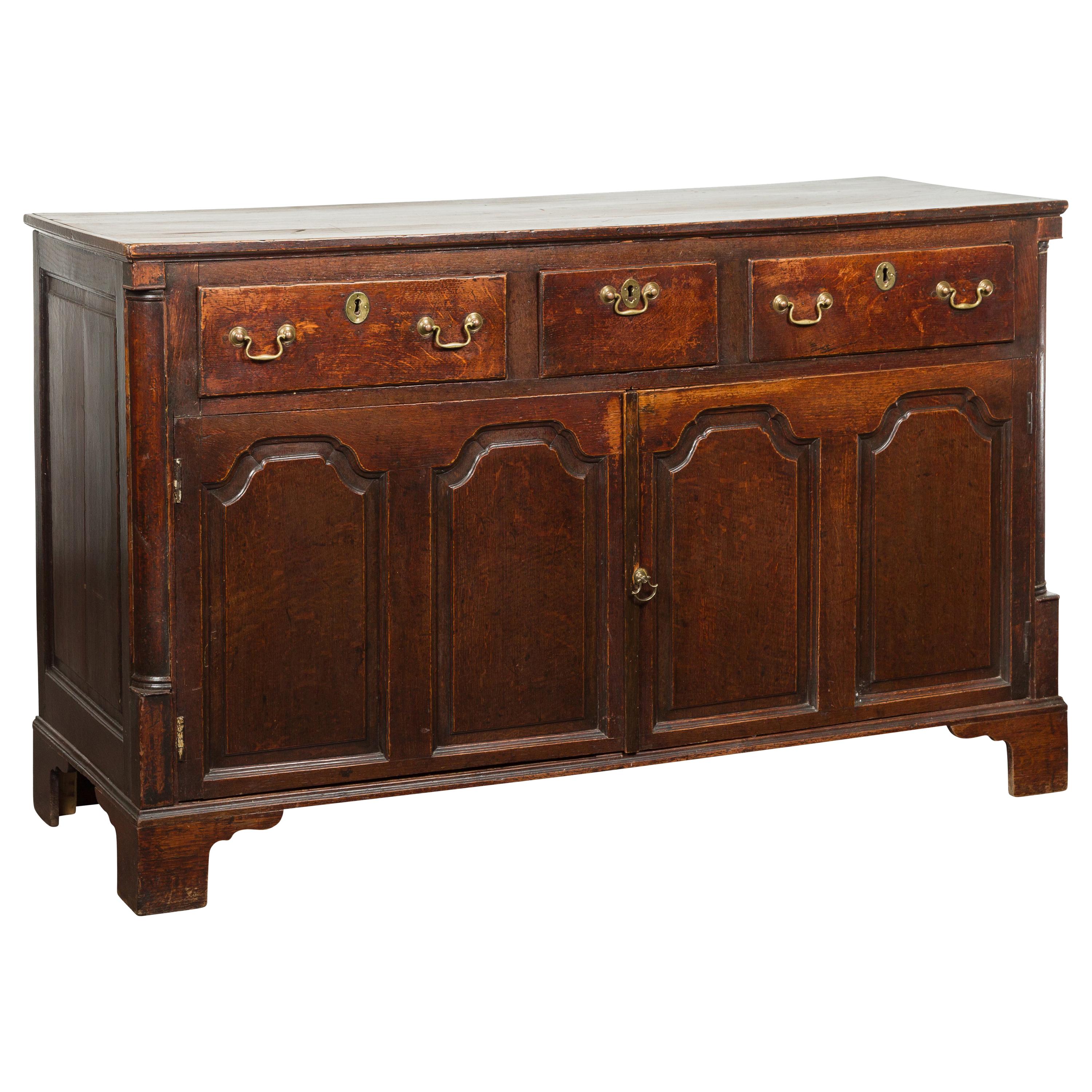 Italian 1800s Hand Carved Walnut Credenza with Five Drawers over Two ...