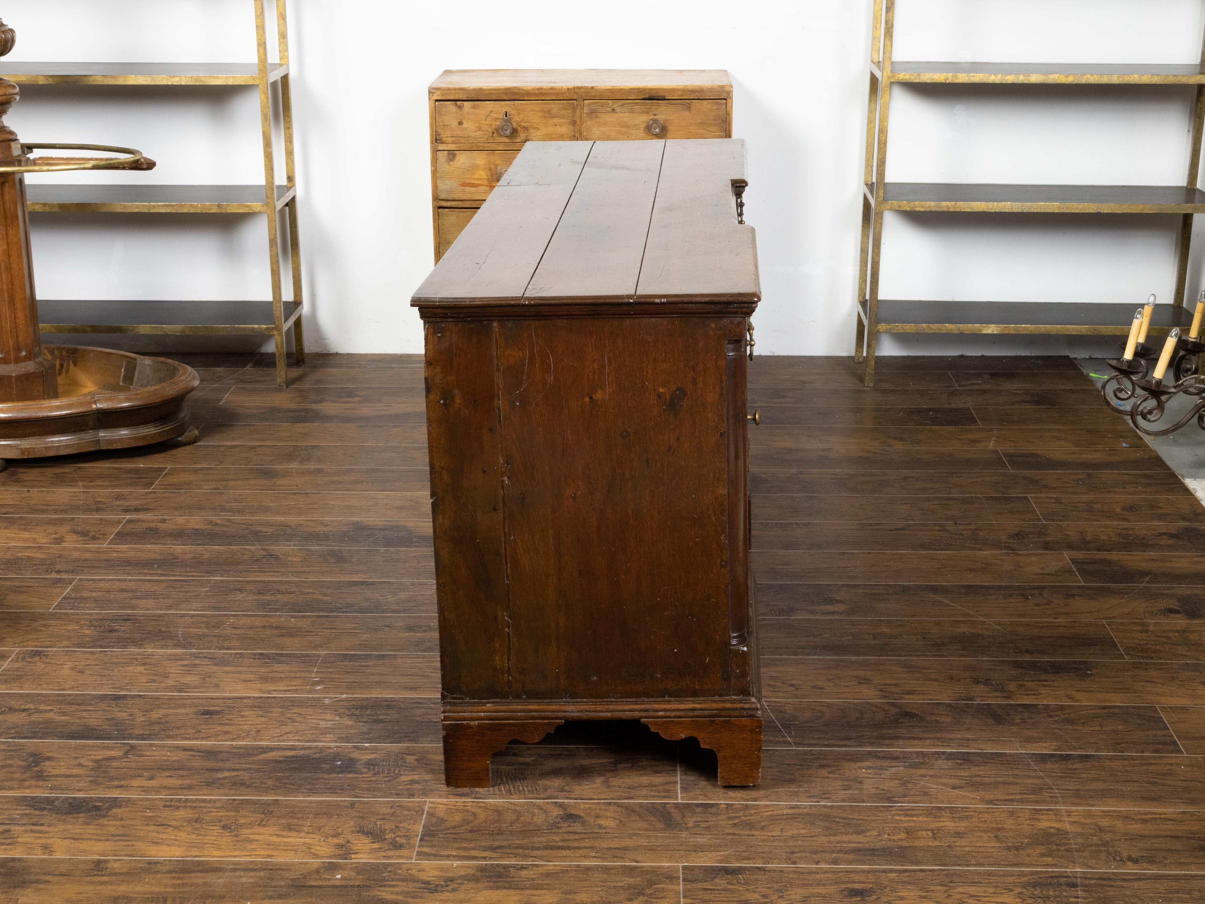 English Georgian Period 1800s Oak Dresser Base with Five Drawers and Two Doors For Sale 1