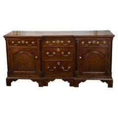 English Georgian Period 1800s Oak Dresser Base with Five Drawers and Two Doors