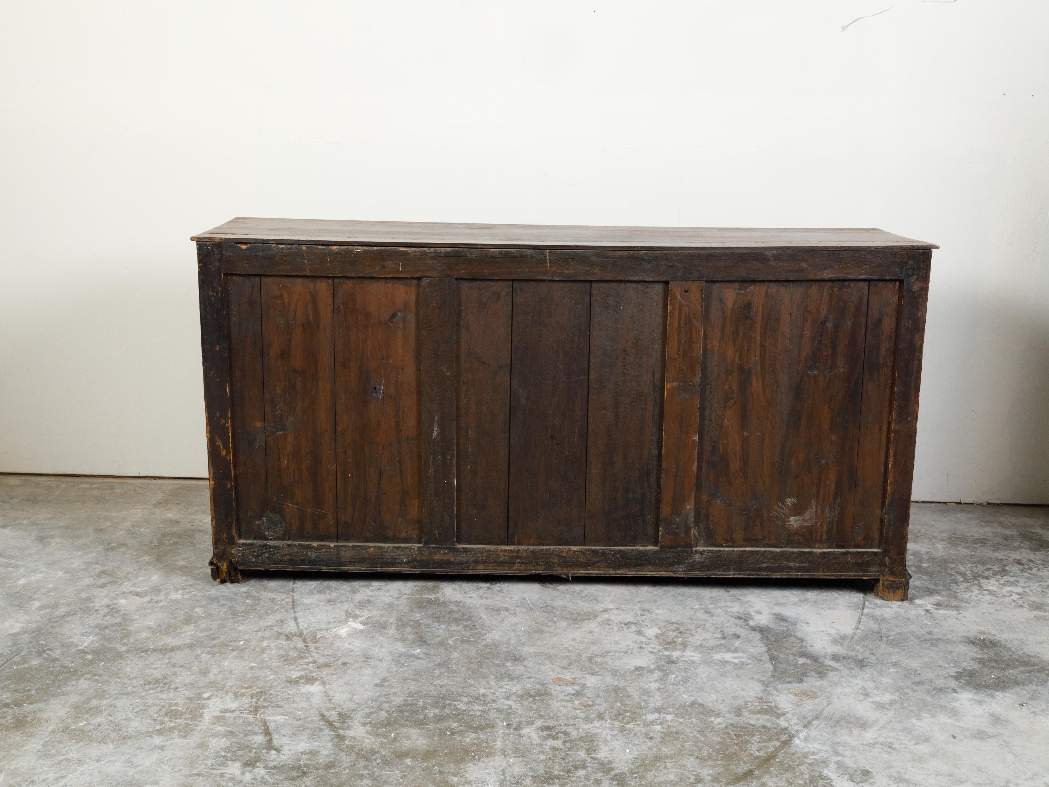 English Georgian Period 1800s Oak Dresser Base with Six Drawers and Two Doors 1