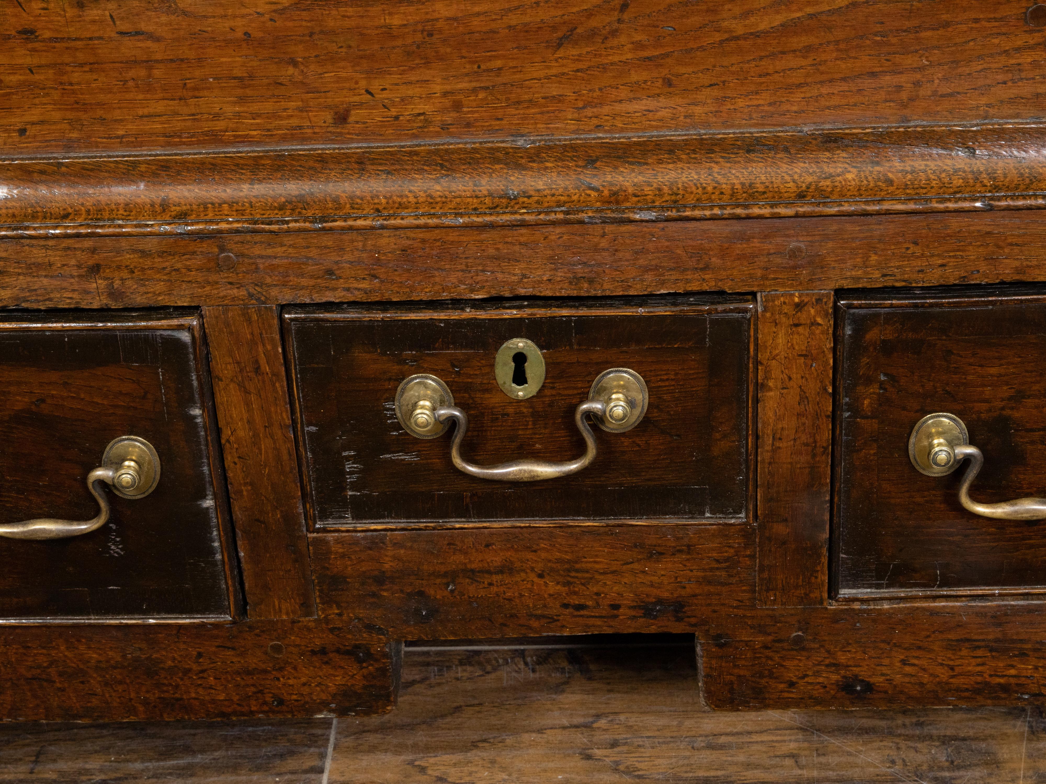 English Georgian Period 1800s Oak Mule Chest with Lift Top and Three Drawers For Sale 5