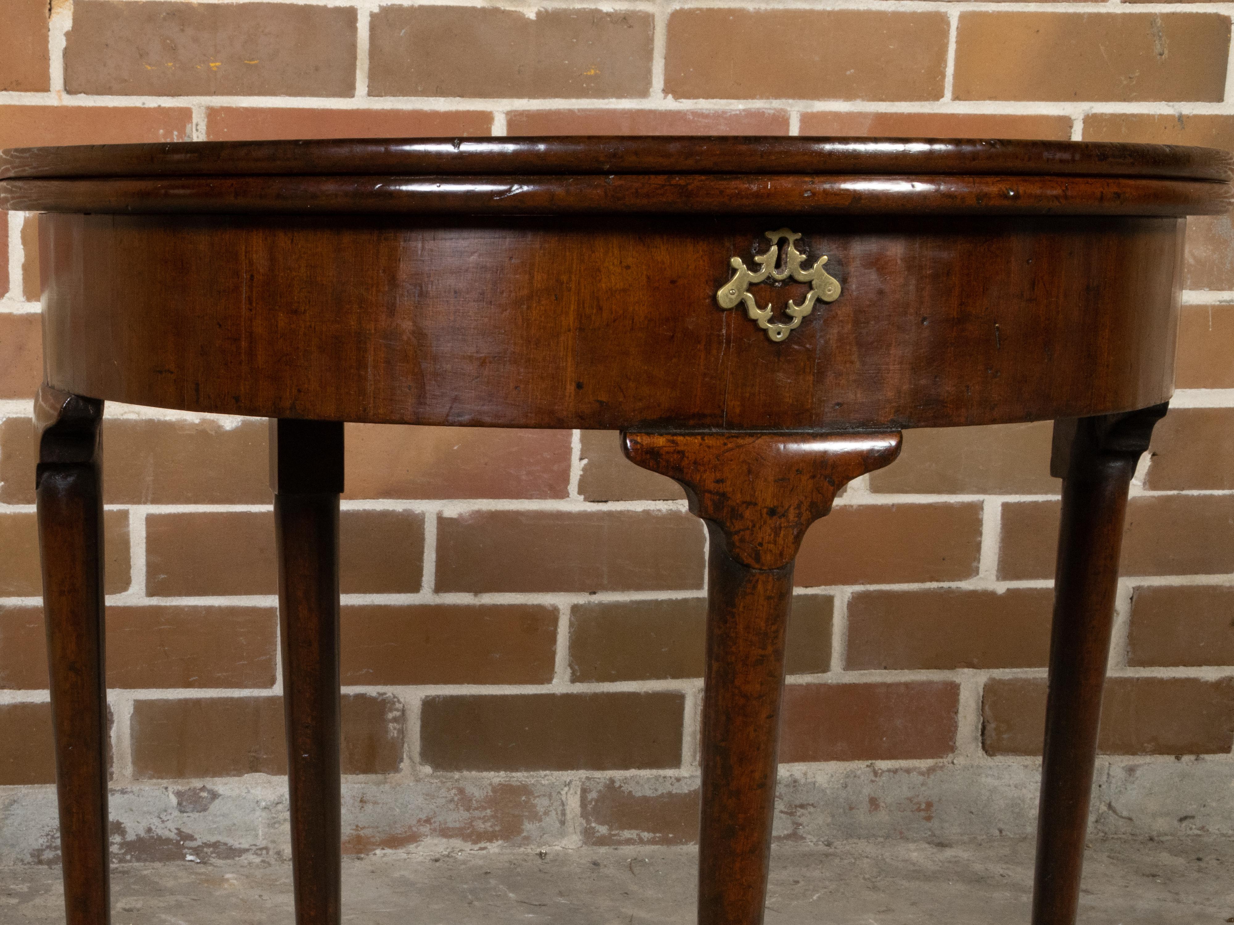 English Georgian Period 1820s Demilune Flip Top Console Table with Compartment For Sale 6
