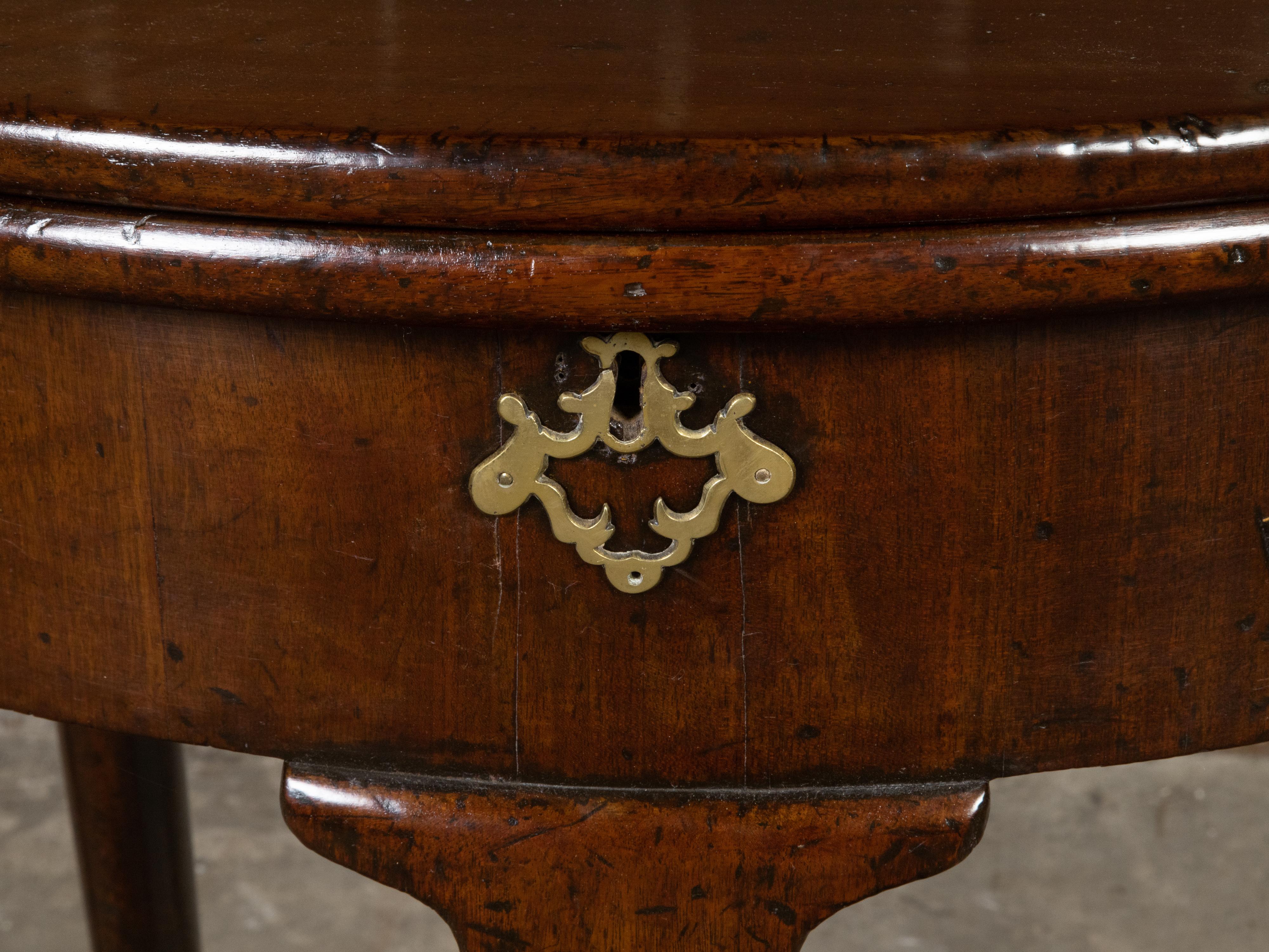 English Georgian Period 1820s Demilune Flip Top Console Table with Compartment For Sale 8