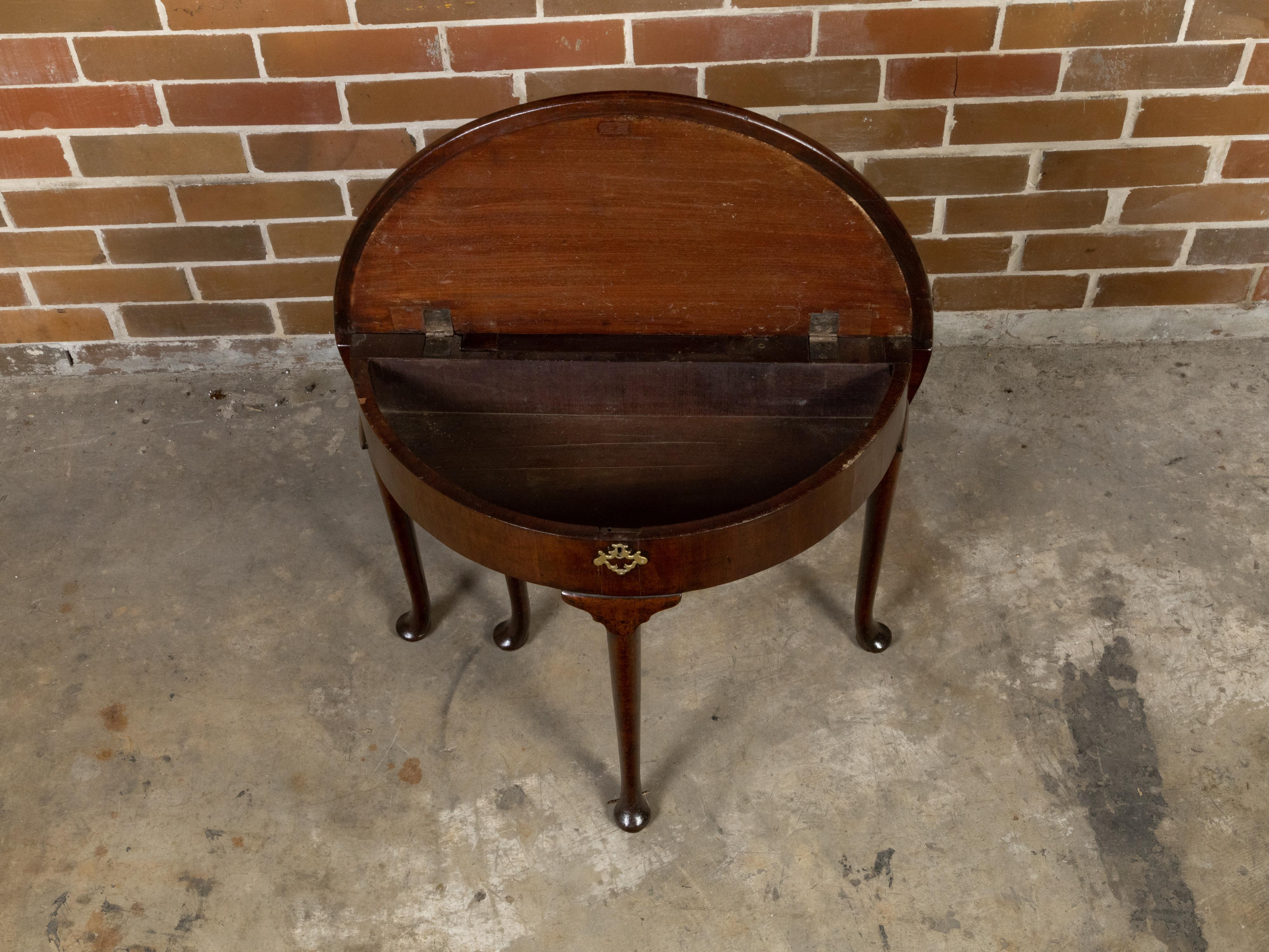 English Georgian Period 1820s Demilune Flip Top Console Table with Compartment For Sale 1