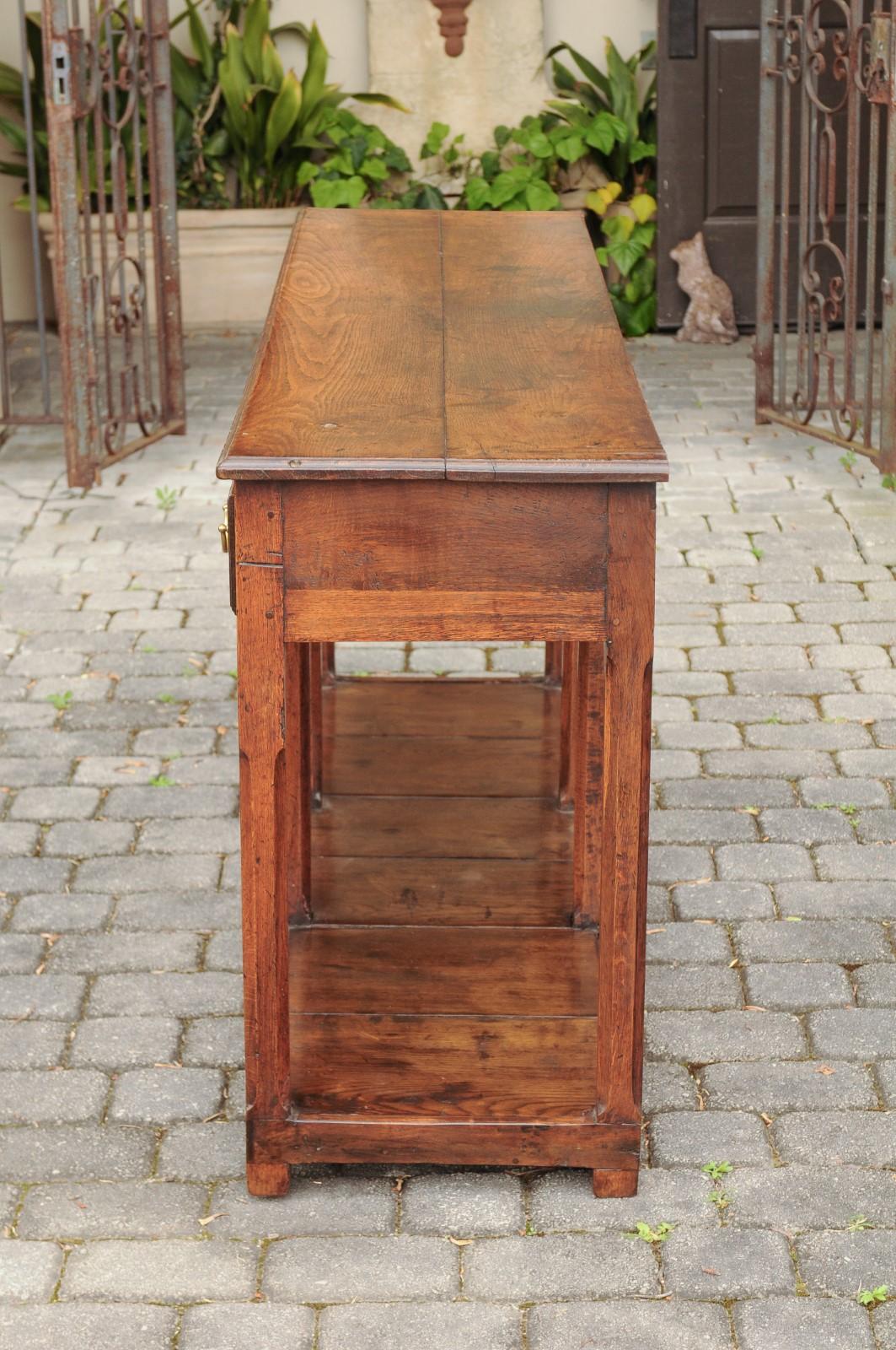 English Georgian Period 1820s Oak Dresser Base with Pot Board Base and Drawers 5
