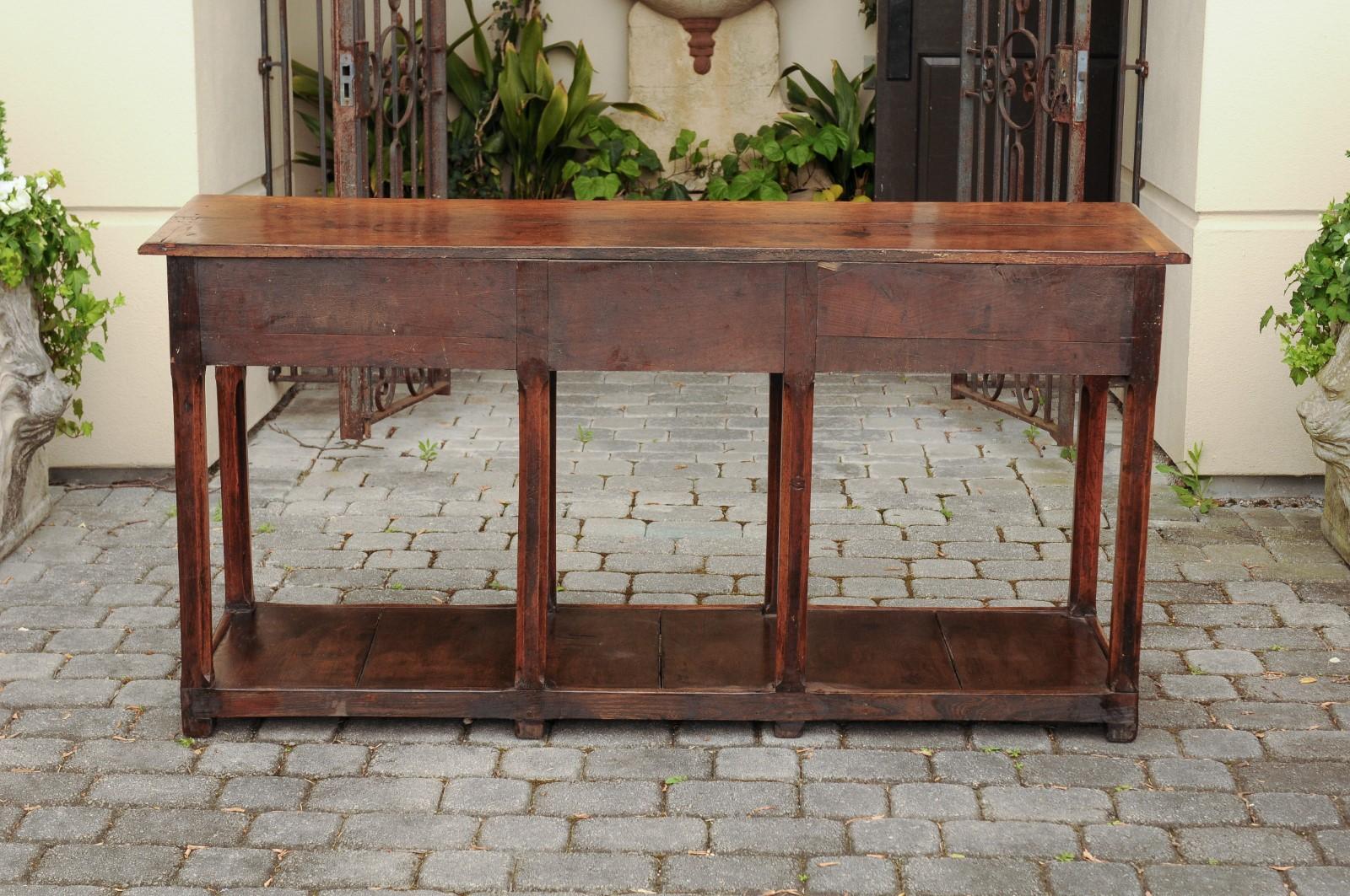 English Georgian Period 1820s Oak Dresser Base with Pot Board Base and Drawers 4