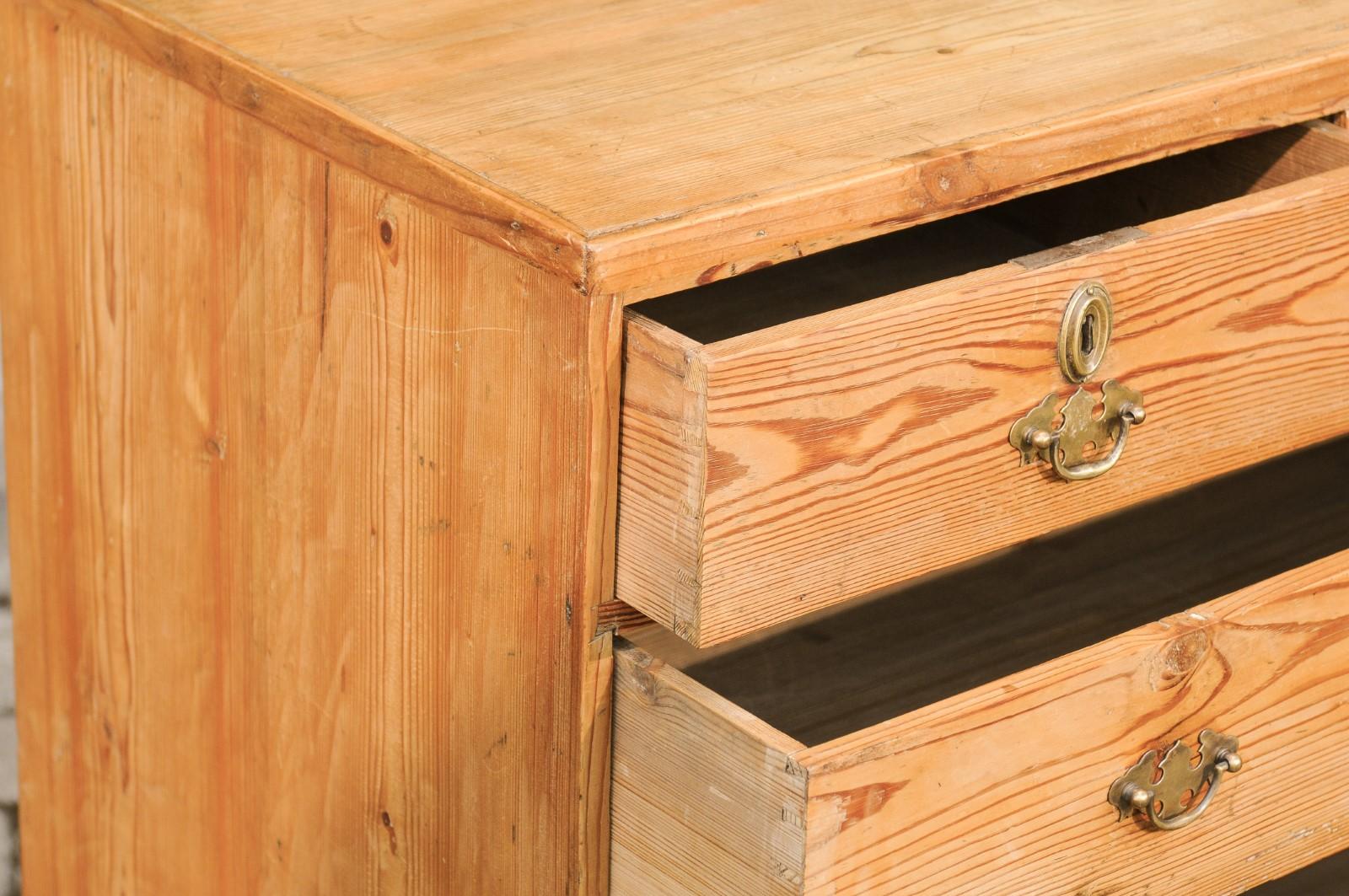 English Georgian Period 1820s Pine Five-Drawer Chest with Arched Skirt (Englisch)