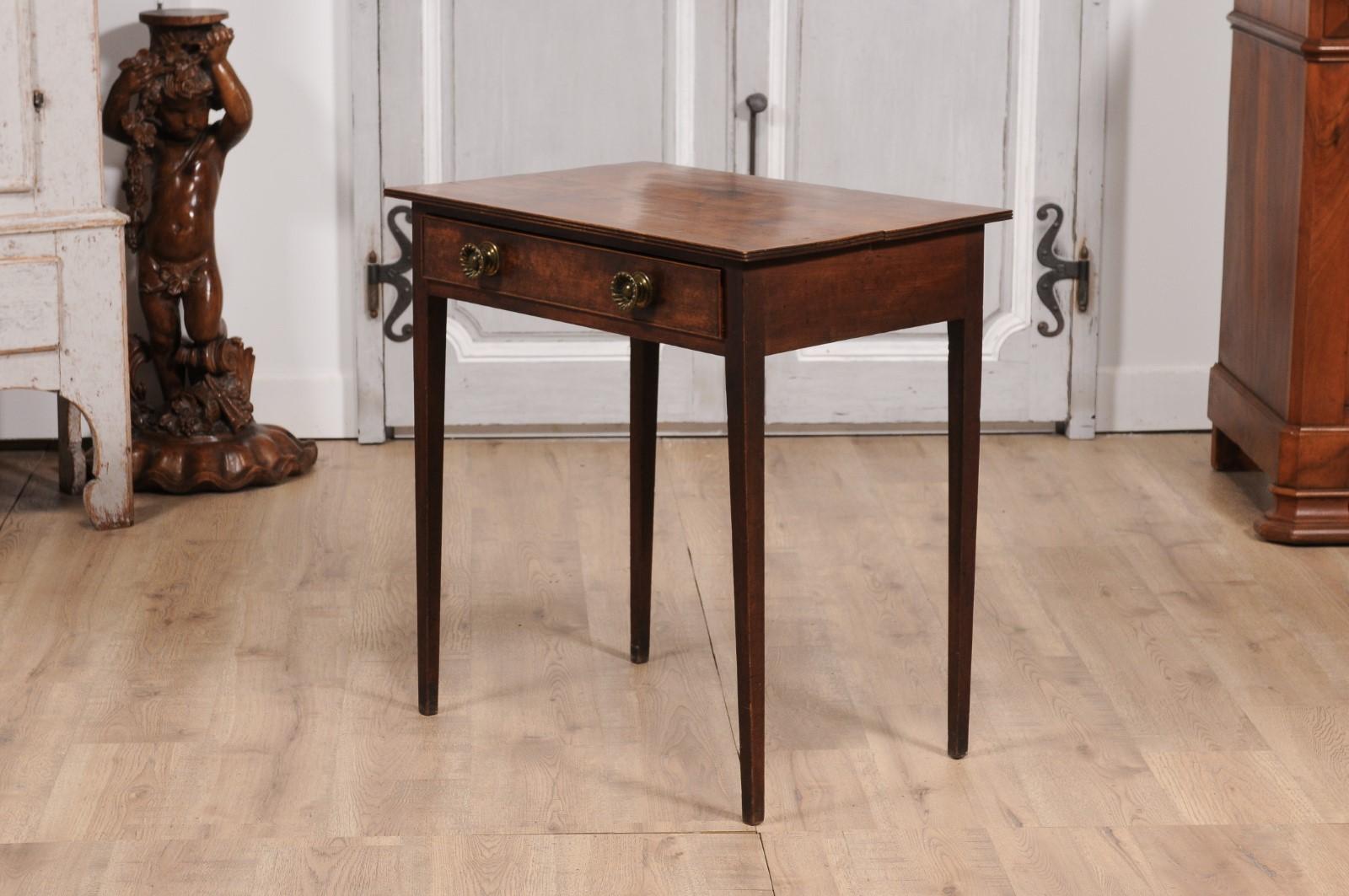 English Georgian Period 18th Century Fruitwood Side Table with Single Drawer For Sale 7