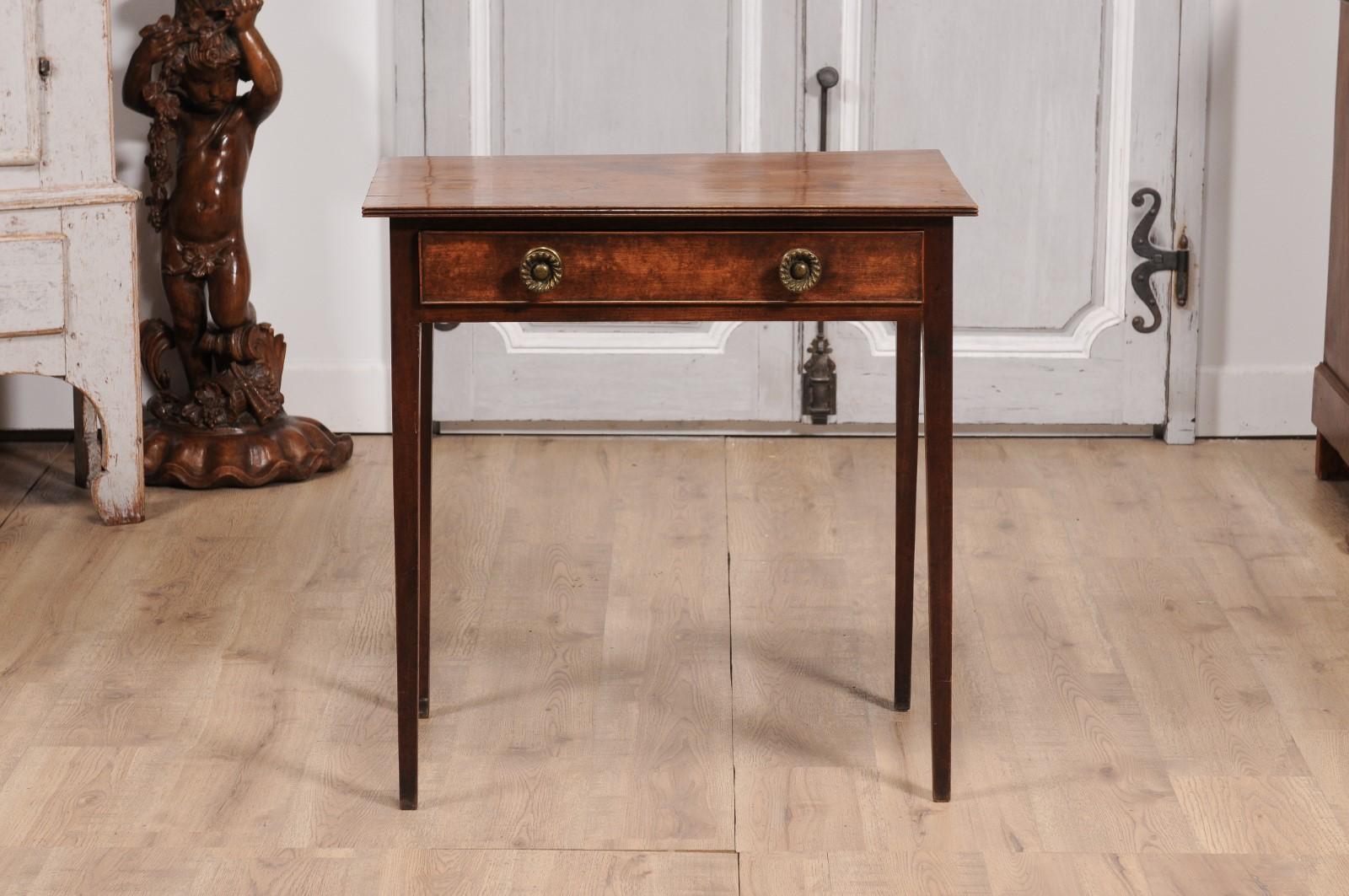 English Georgian Period 18th Century Fruitwood Side Table with Single Drawer For Sale 8