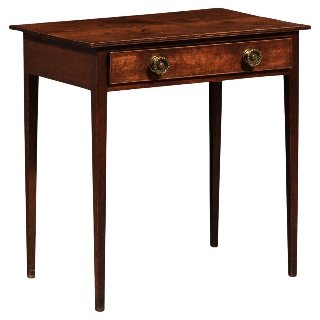 English Georgian Period 18th Century Fruitwood Side Table with Single Drawer For Sale