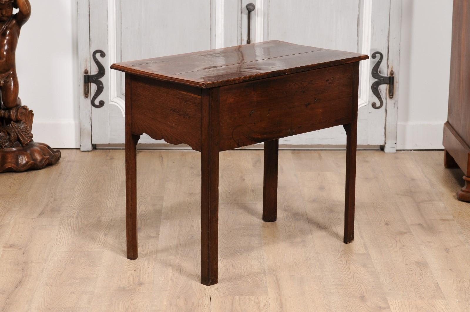 English Georgian Period 18th Century Oak Lowboy Side Table with Carved Apron For Sale 7