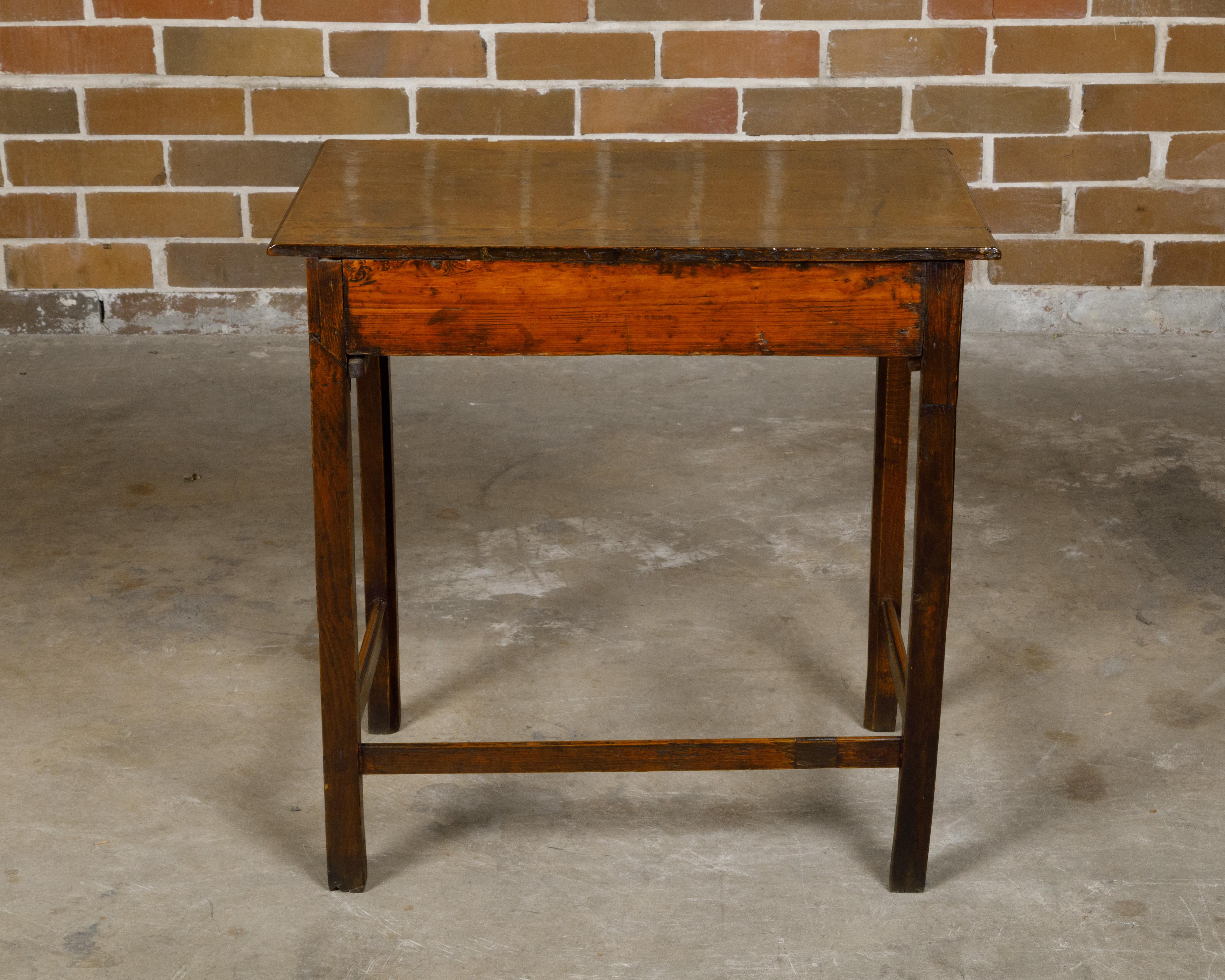 18th Century and Earlier English Georgian Period 18th Century Oak Side Table with Carved Apron and Drawer For Sale