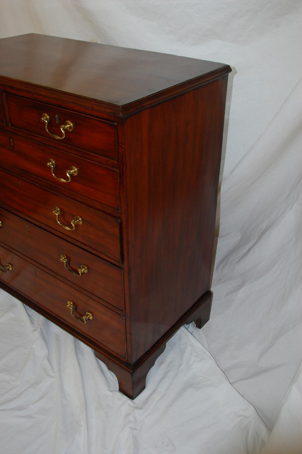 English Georgian Period Chippendale Mahogany Chest of Six Drawers 1
